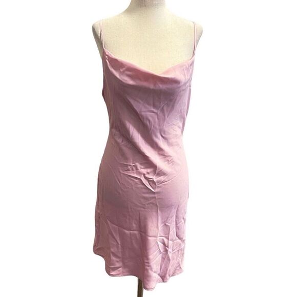 Urban Outfitters UO Mallory PINK Cowl Neck Slip Dress Adjustable Straps Size M - Picture 11 of 11